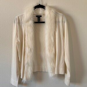 Alfani White Fur trimmed Sweater NWOT